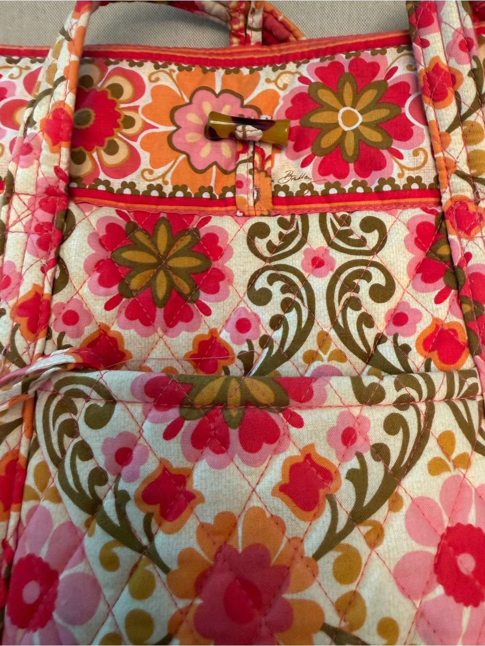 Vera Bradley Retired Folkloric Pattern Large Toggle Tote Bag - Picture 4 of 11